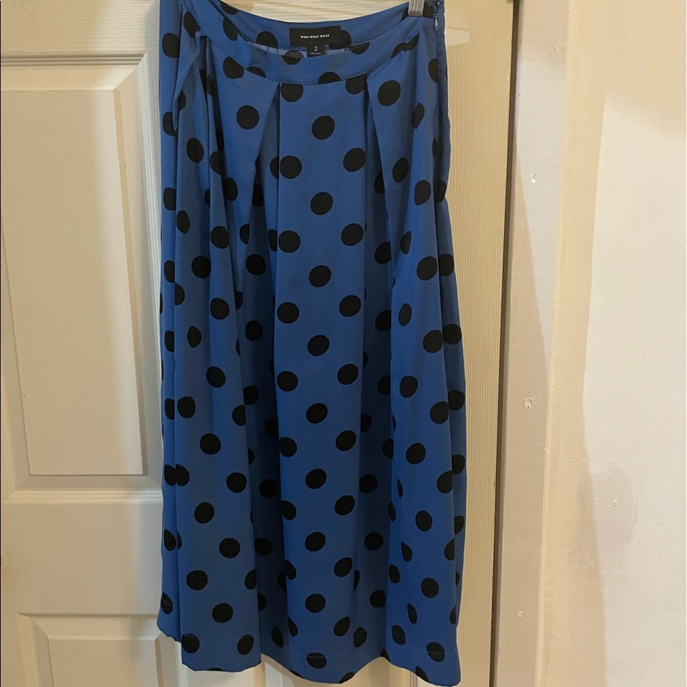 Who What Wear Blue Polka Dot Maxi Skirt